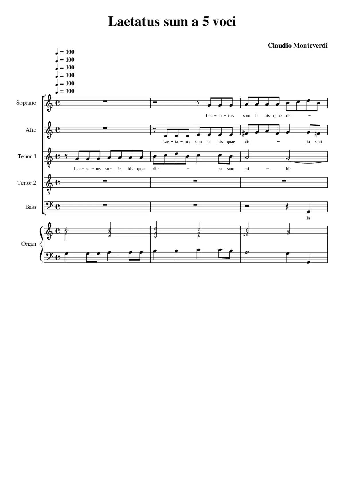 Laetatus sum a 5 voci - Page 1