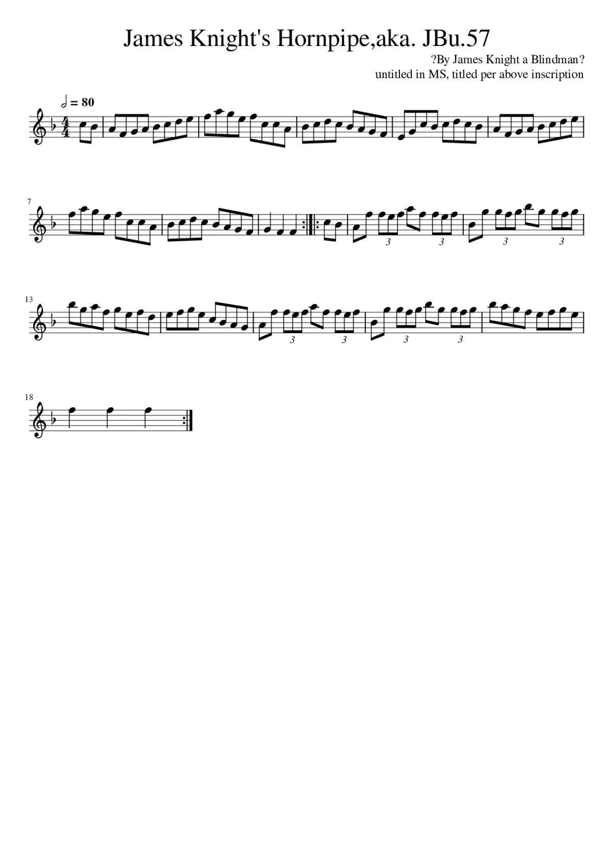 James Knight's Hornpipeaka. JBu.57 - Page 1