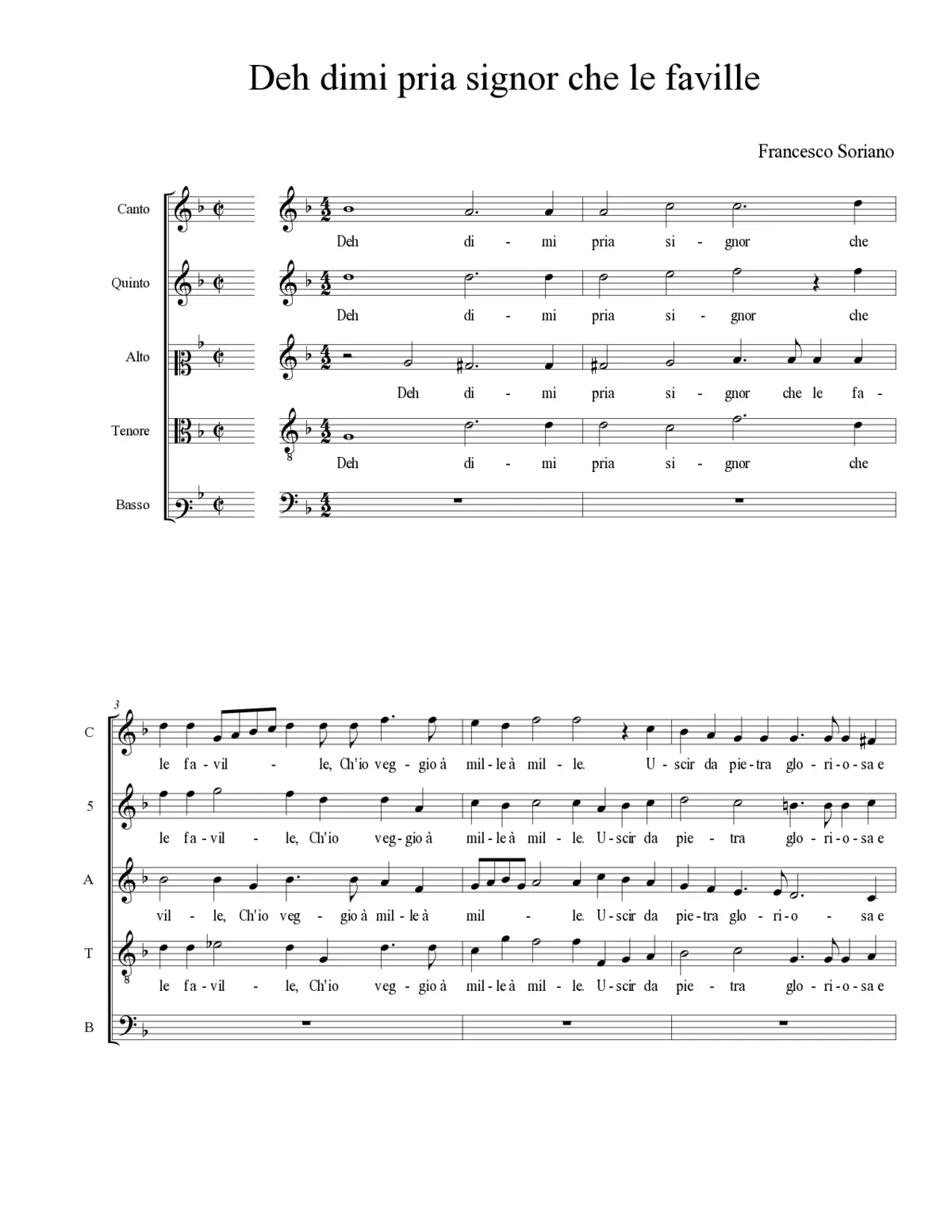 Deh dimi pria signor che le faville - Page 1