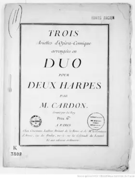 3 Ariettes d'Opèra-comique arrangées en Duo pour 2 Harpes