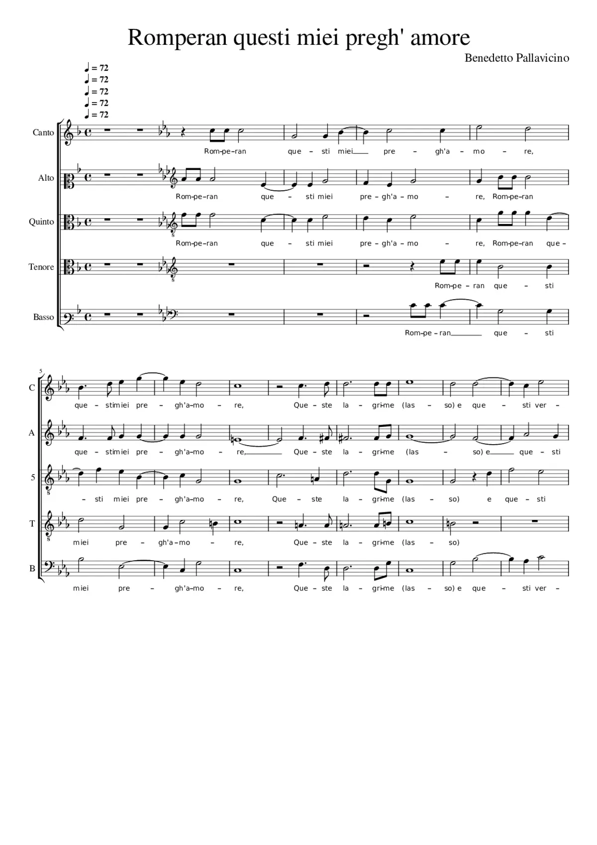 Romperan questi miei pregh' amore - Page 1