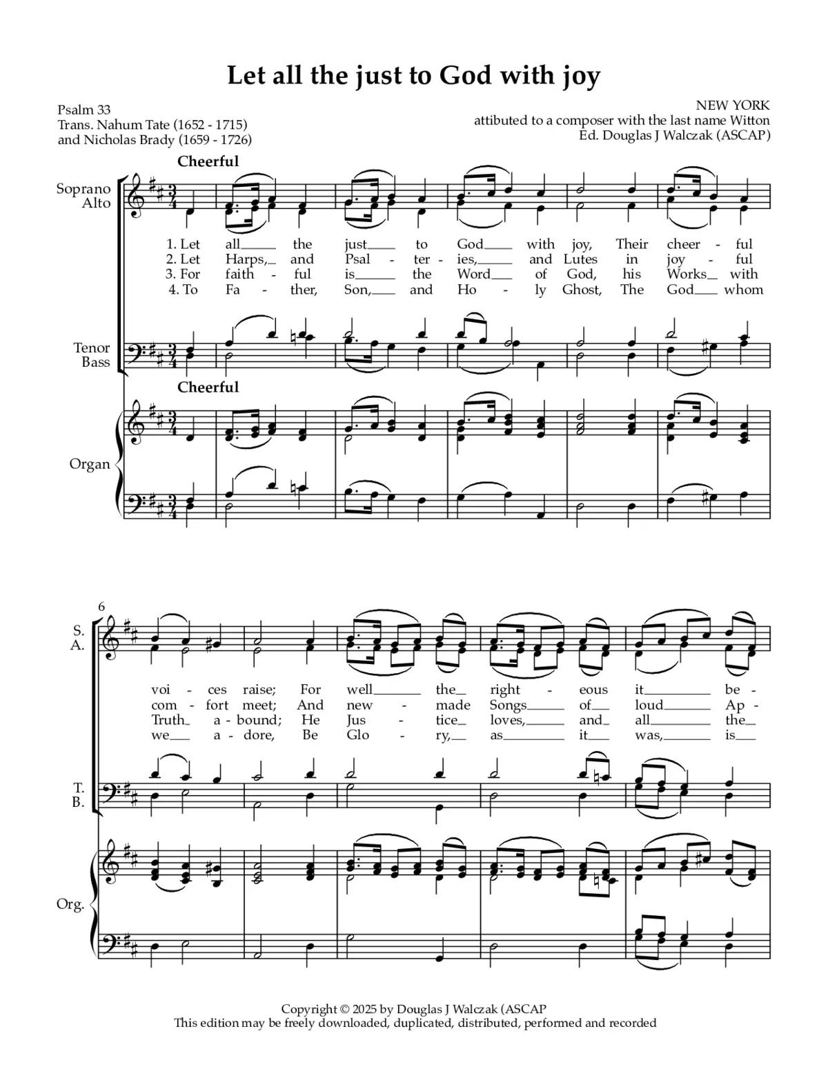 Let all the just to God with joy - Page 1