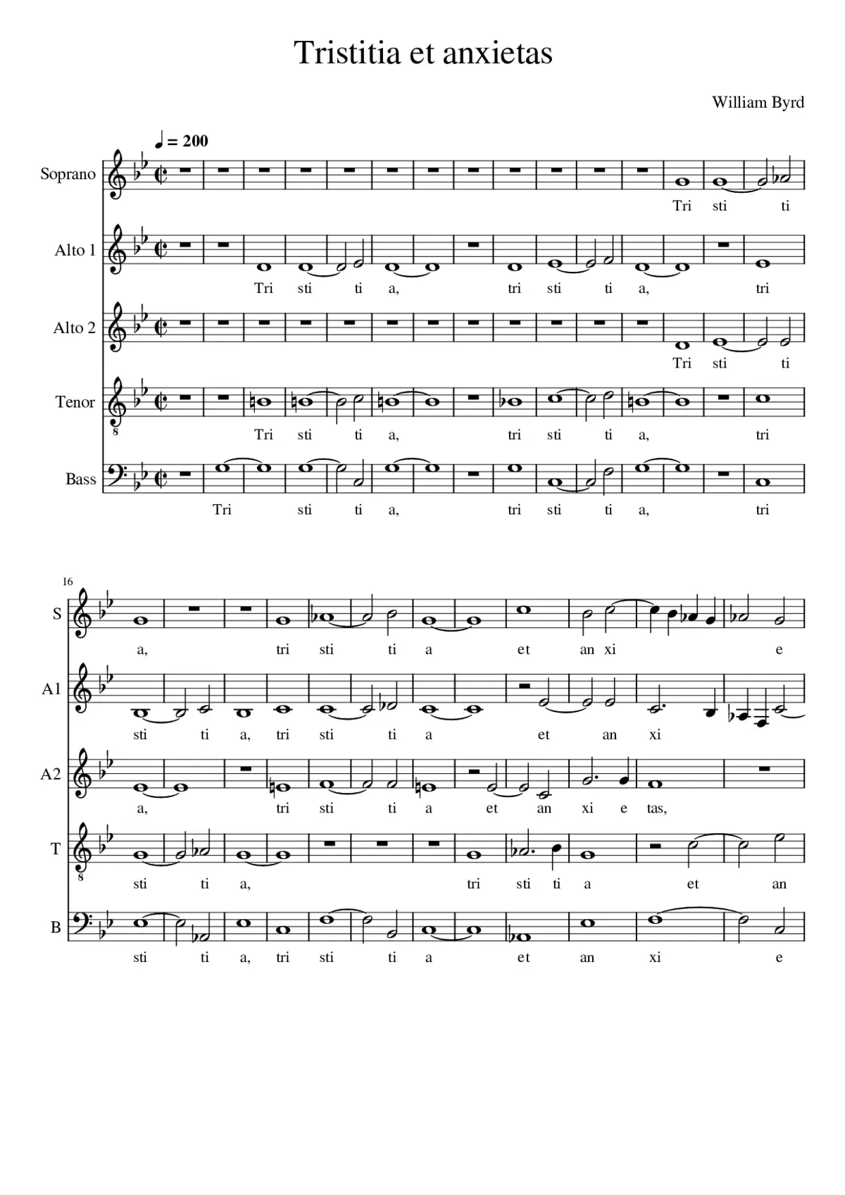 Byrd - Tristitia et anxietas (Bb Major) - Page 1