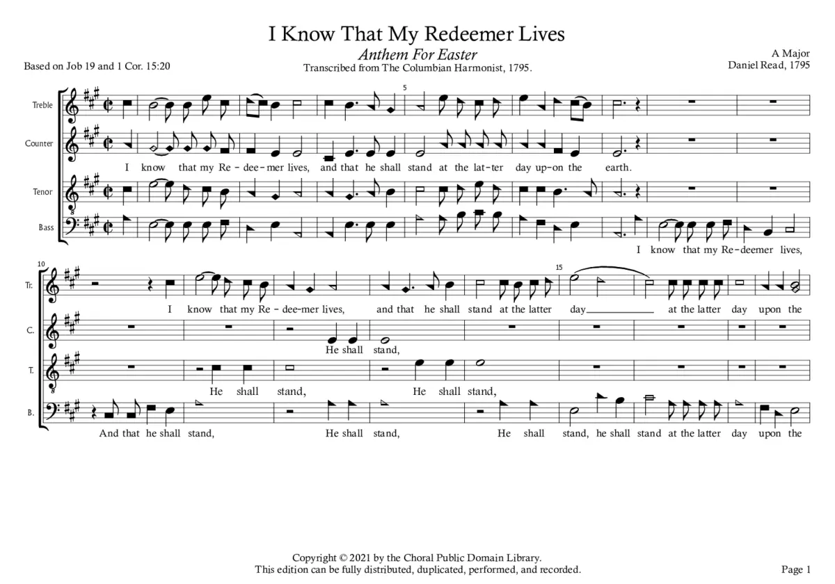 I know that my Redeemer lives - Page 1