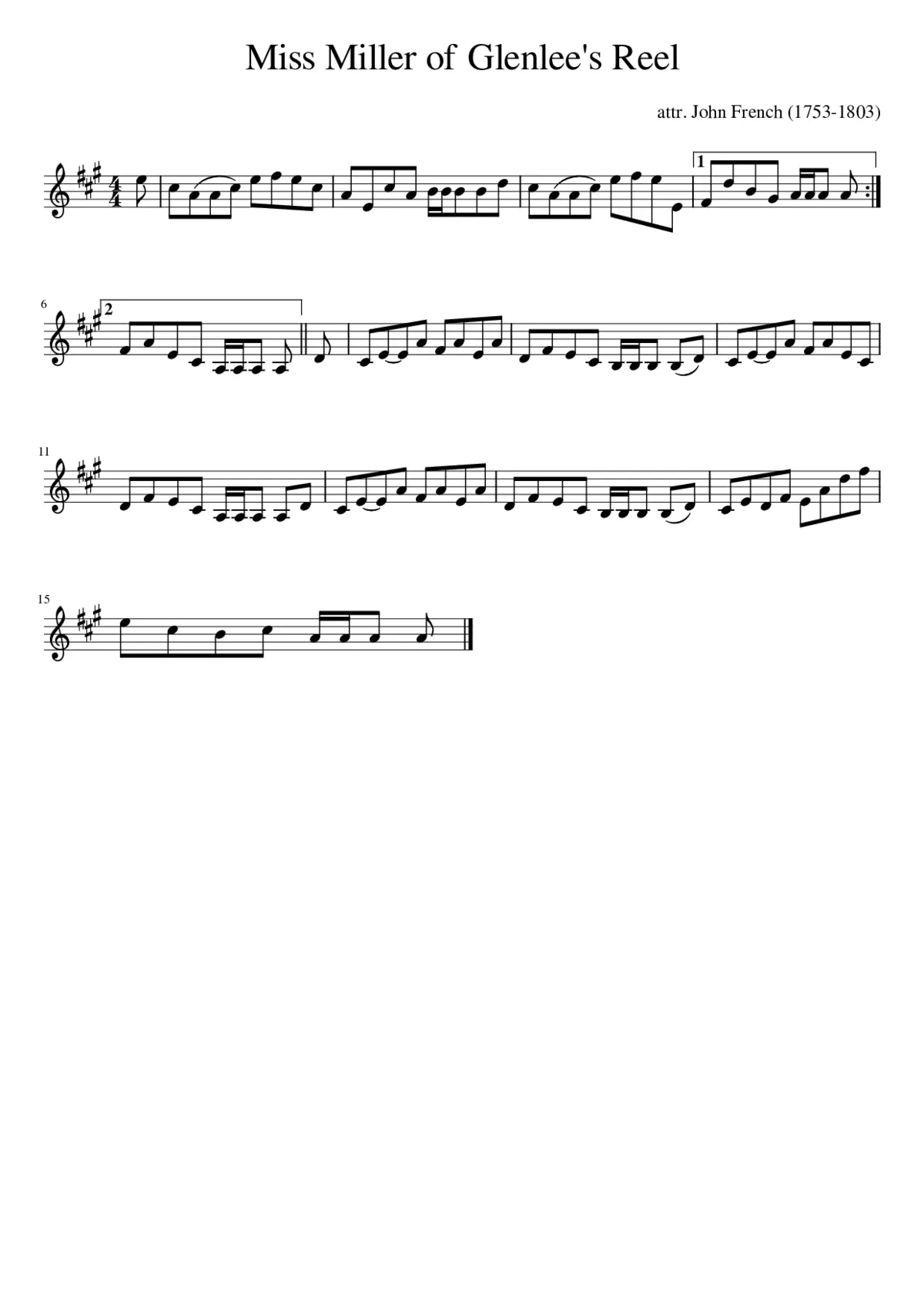 Miss Miller of Glenlee's Reel - Page 1