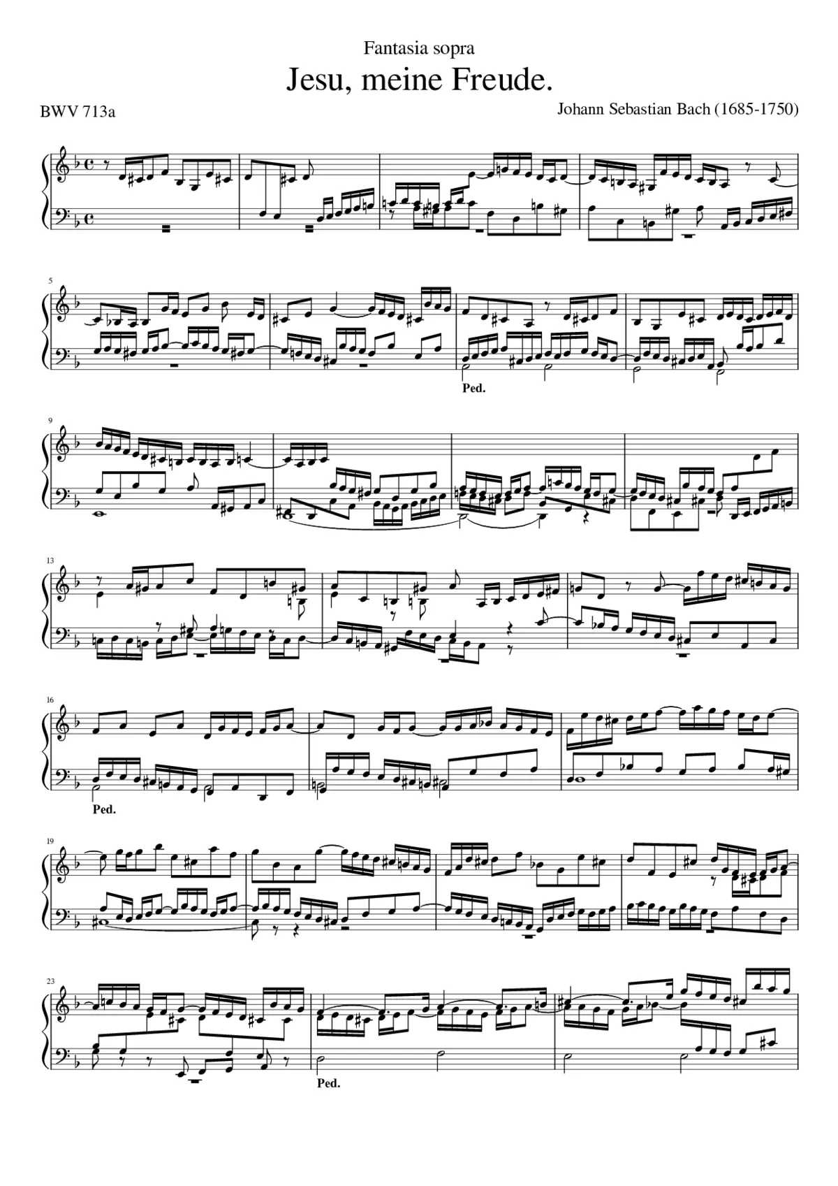 Fantasia super Jesu meine Freude BWV 713a - Page 1