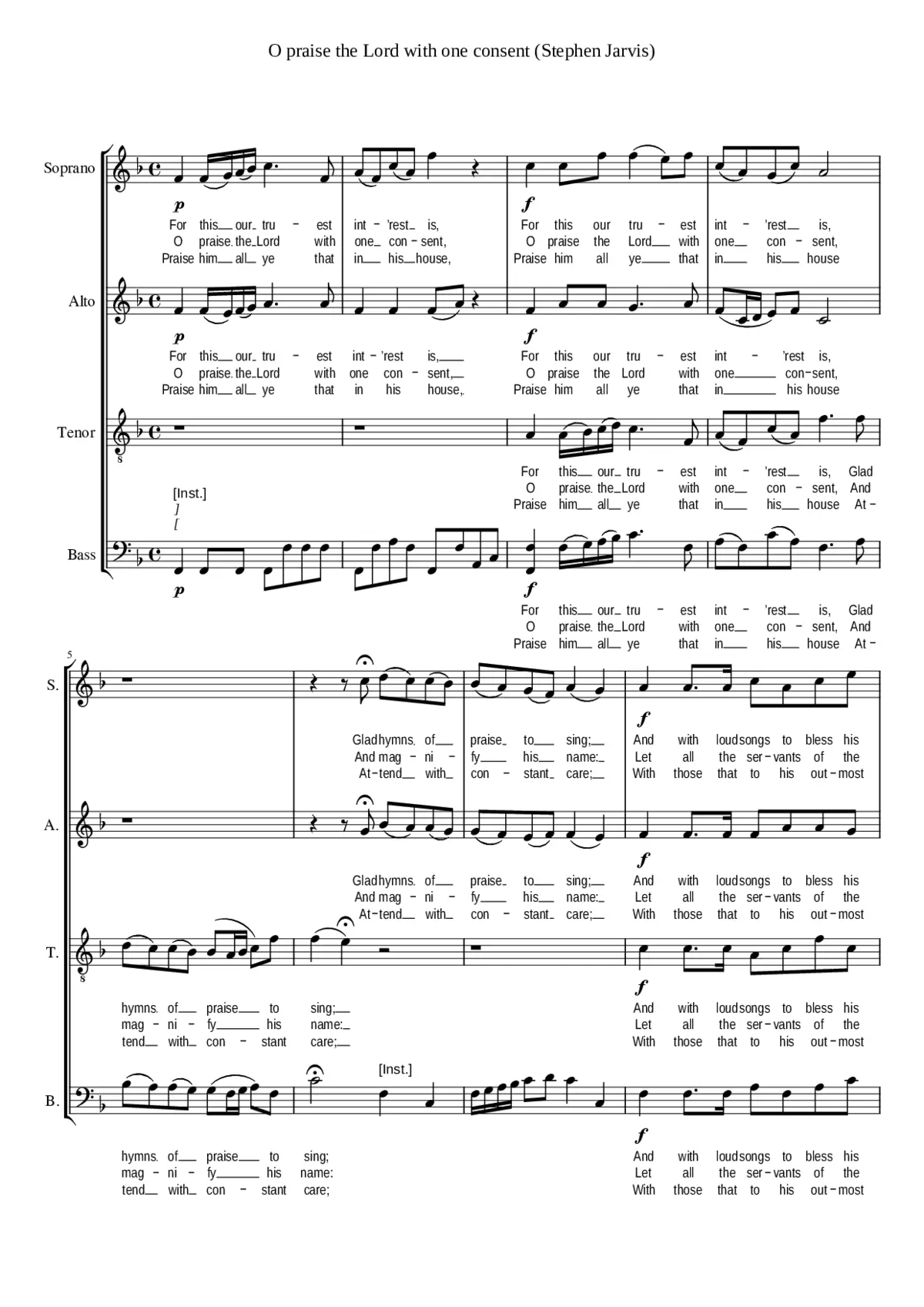 O praise the Lord with one consent - Page 1