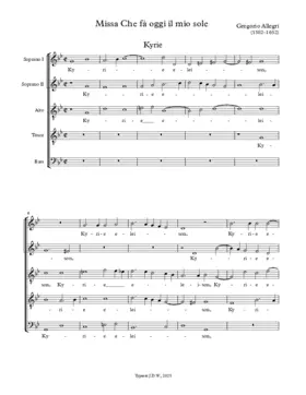 Missa Che fa oggi il mio sole