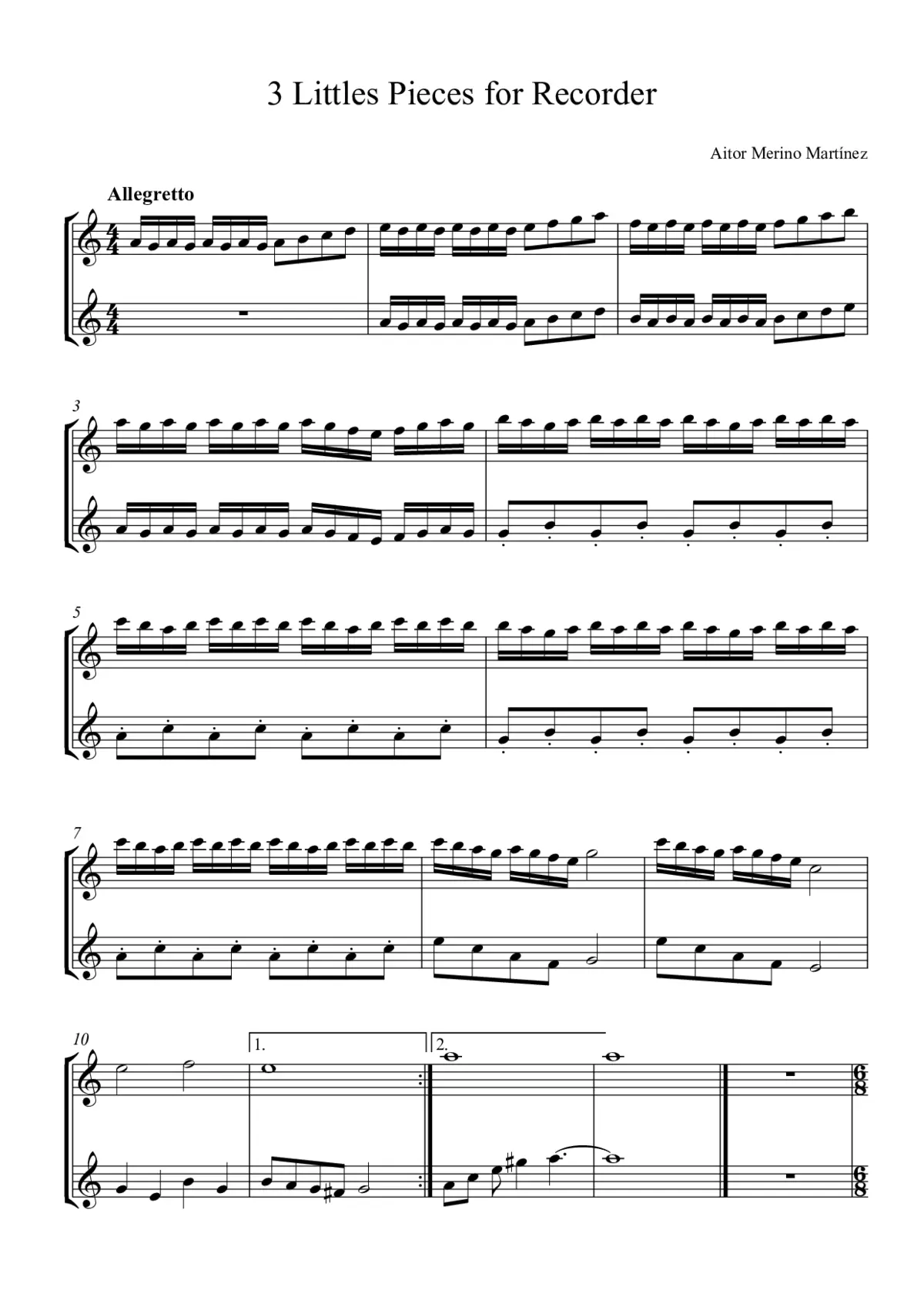 3 Little Pieces for 2 Recorders - Page 1