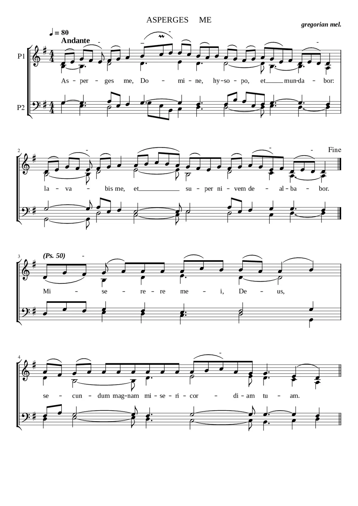 Asperges me Domine (Gregorian chant) - Page 1