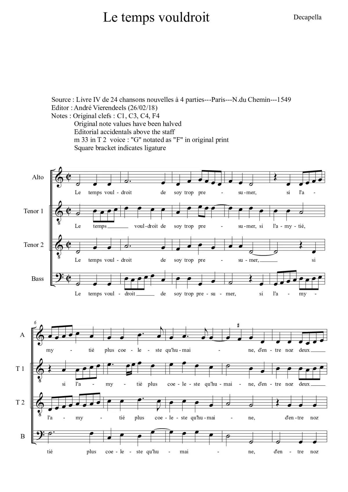 Le temps vouldroit - Page 1