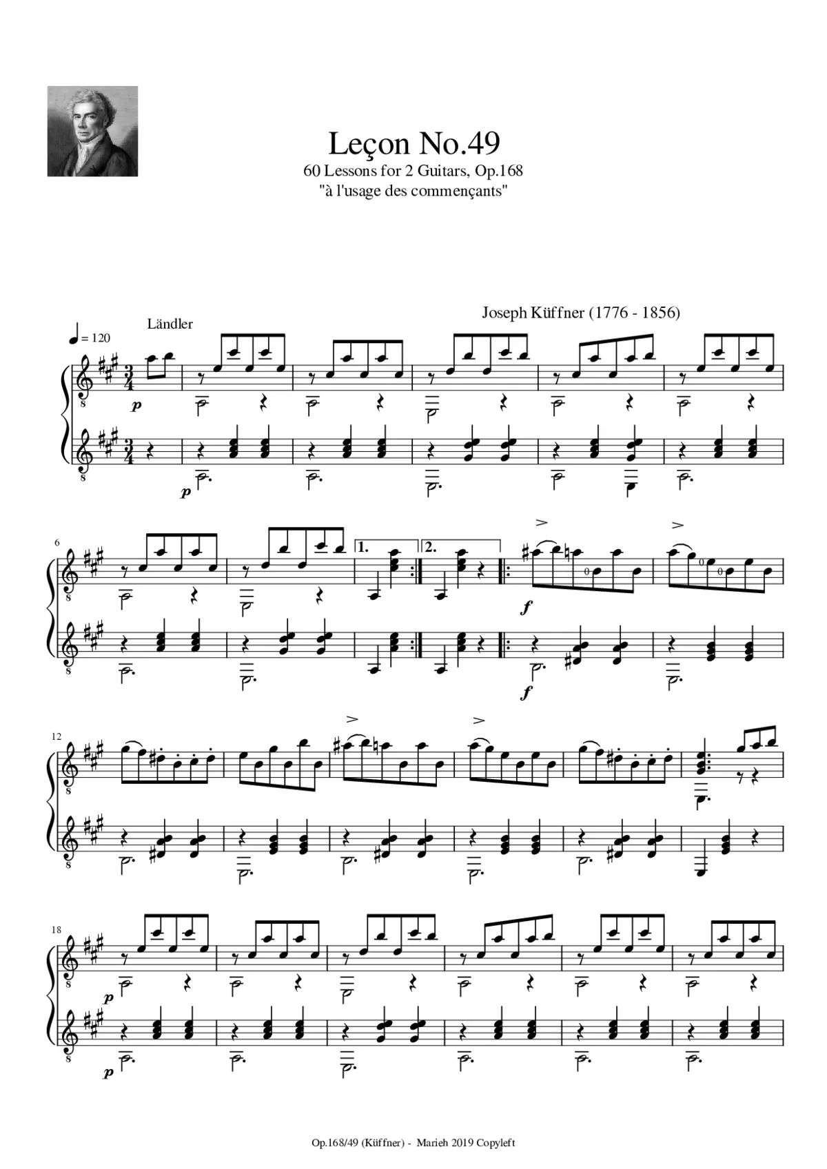 60 Lessons for 2 Guitars Op.168 - Page 1