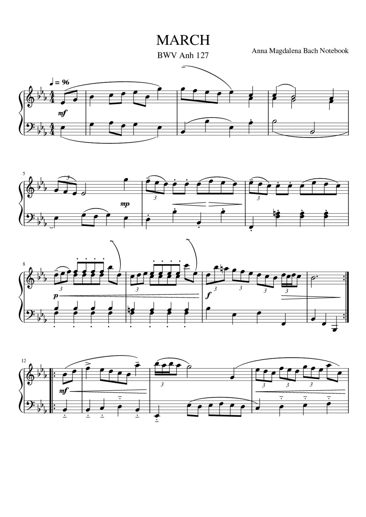 March in E-flat major BWV Anh.127 - Page 1