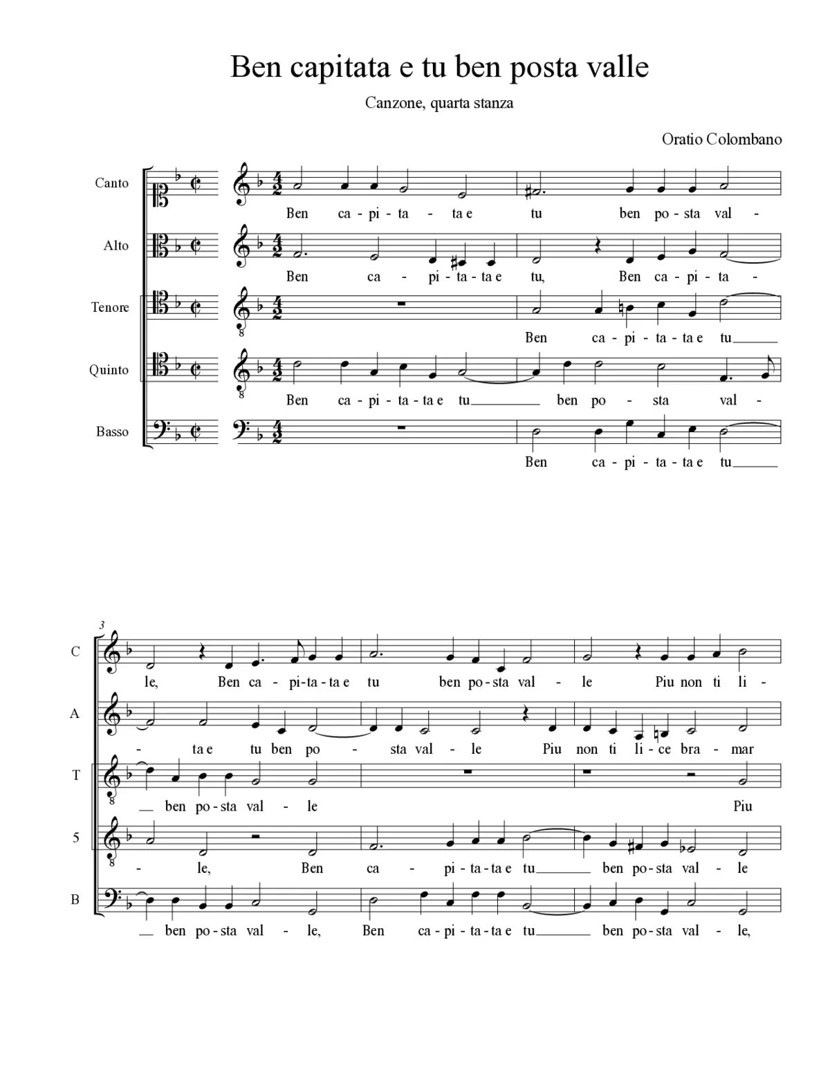 Ben capitata e tu ben posta valle - Page 1