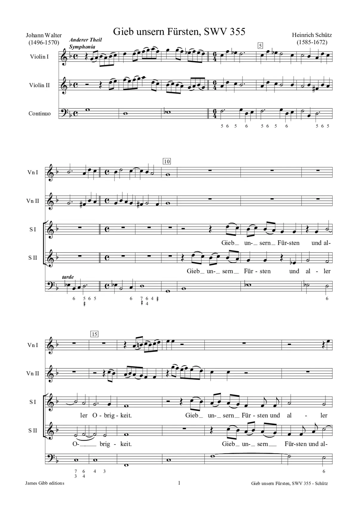 Gib unsern Fürsten und aller Obrigkeit, SWV 355 - Page 1