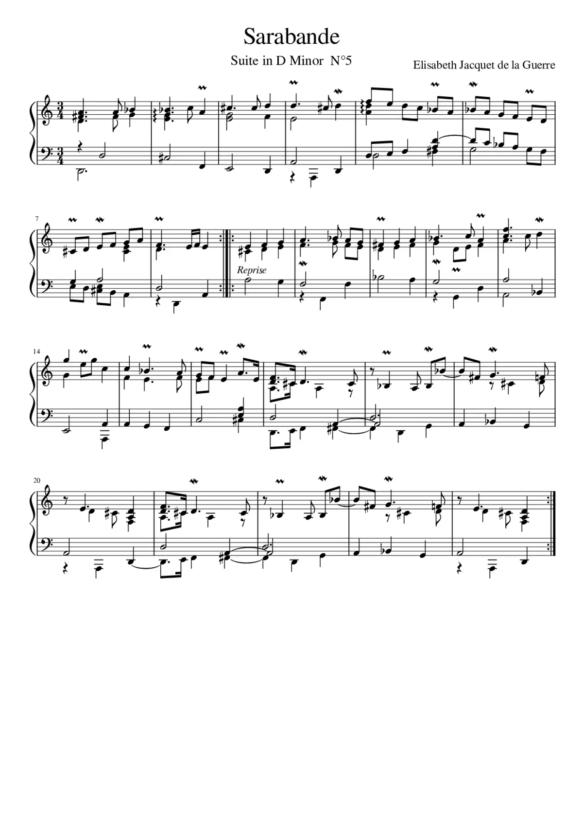 Sarabande Suite en Ré mineur 5 - Page 1