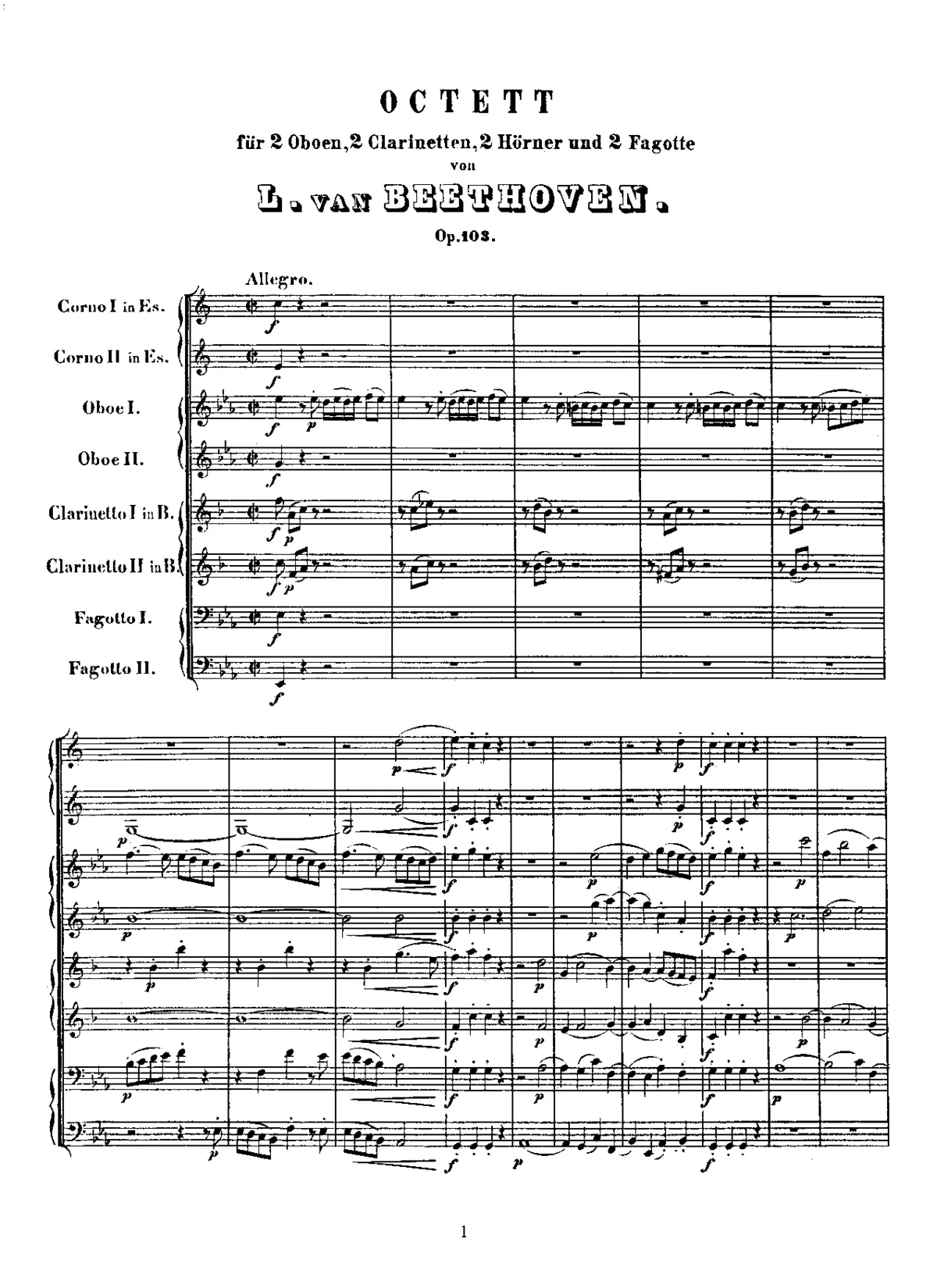 Wind Octet in E-flat major - Page 1