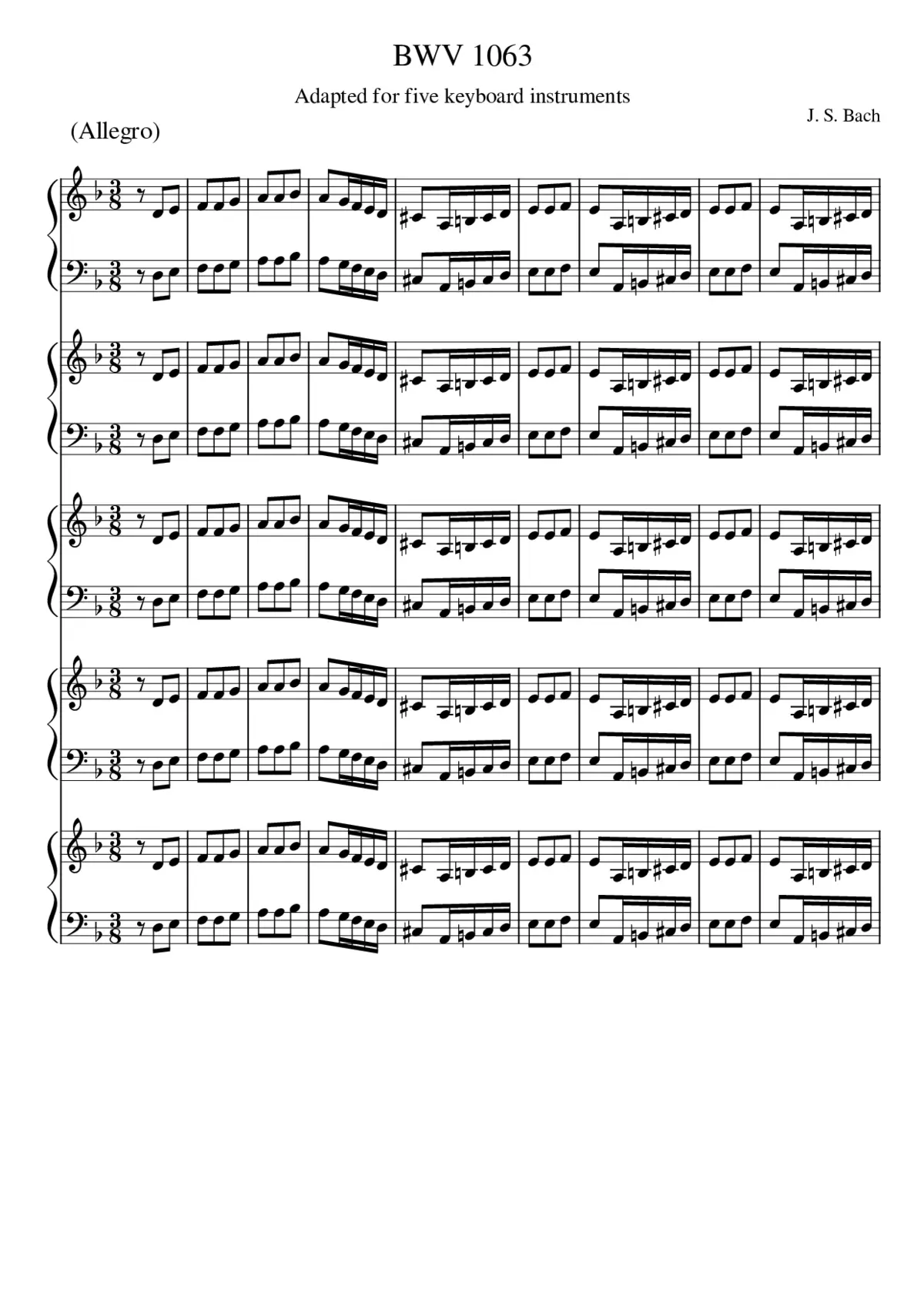 Concerto for 3 Harpsichords in D minor BWV 1063 - Page 1