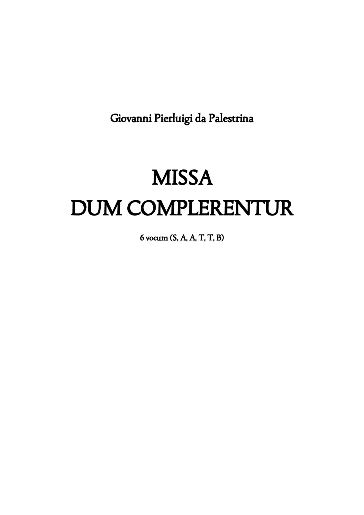 Missa Dum complerentur - Page 1
