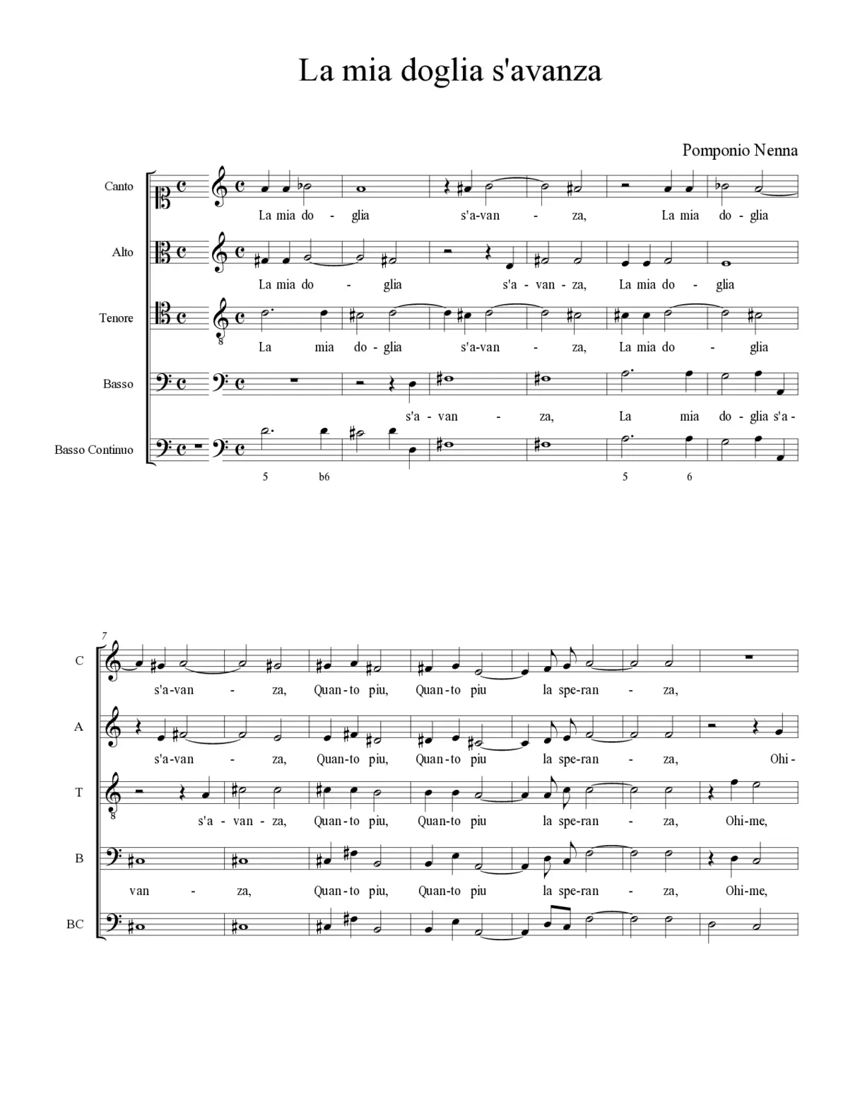 La mia doglia s'avanza - Page 1