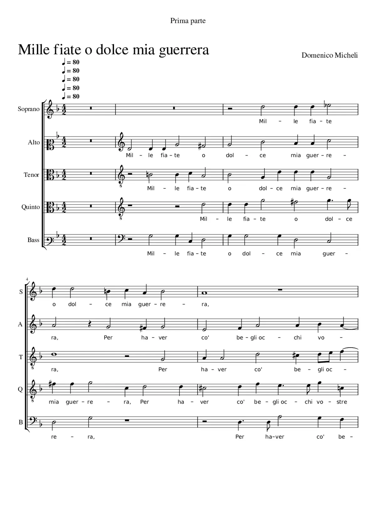 Mille fiate o dolce mia guerrera - Page 1