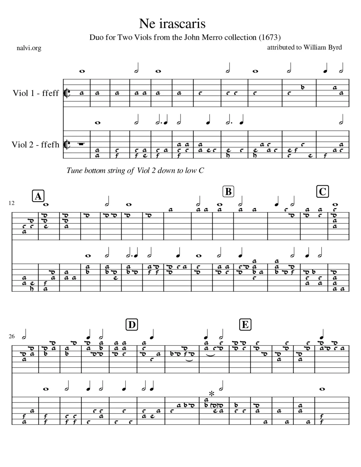 Ne Iscararis - Arrangement for 2 lyra viols (ffeff / ffefh) - Page 1