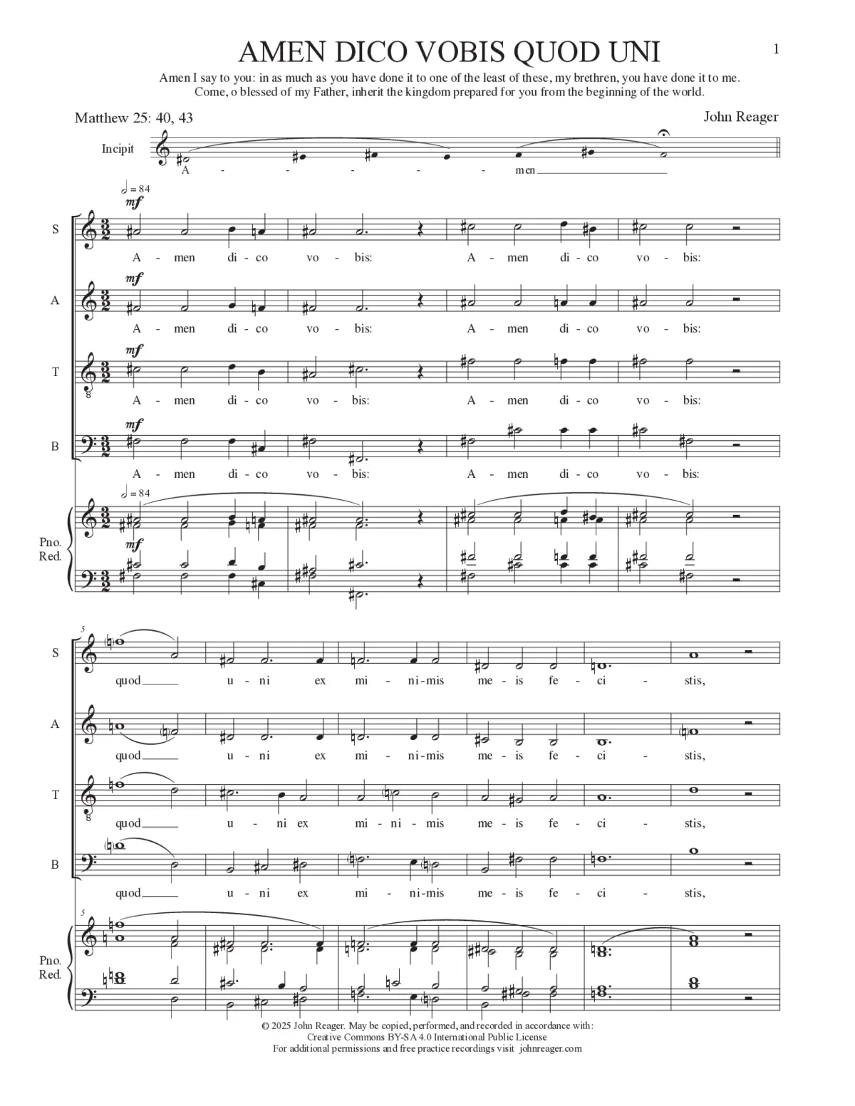 Amen dico vobis quod uni - Page 1