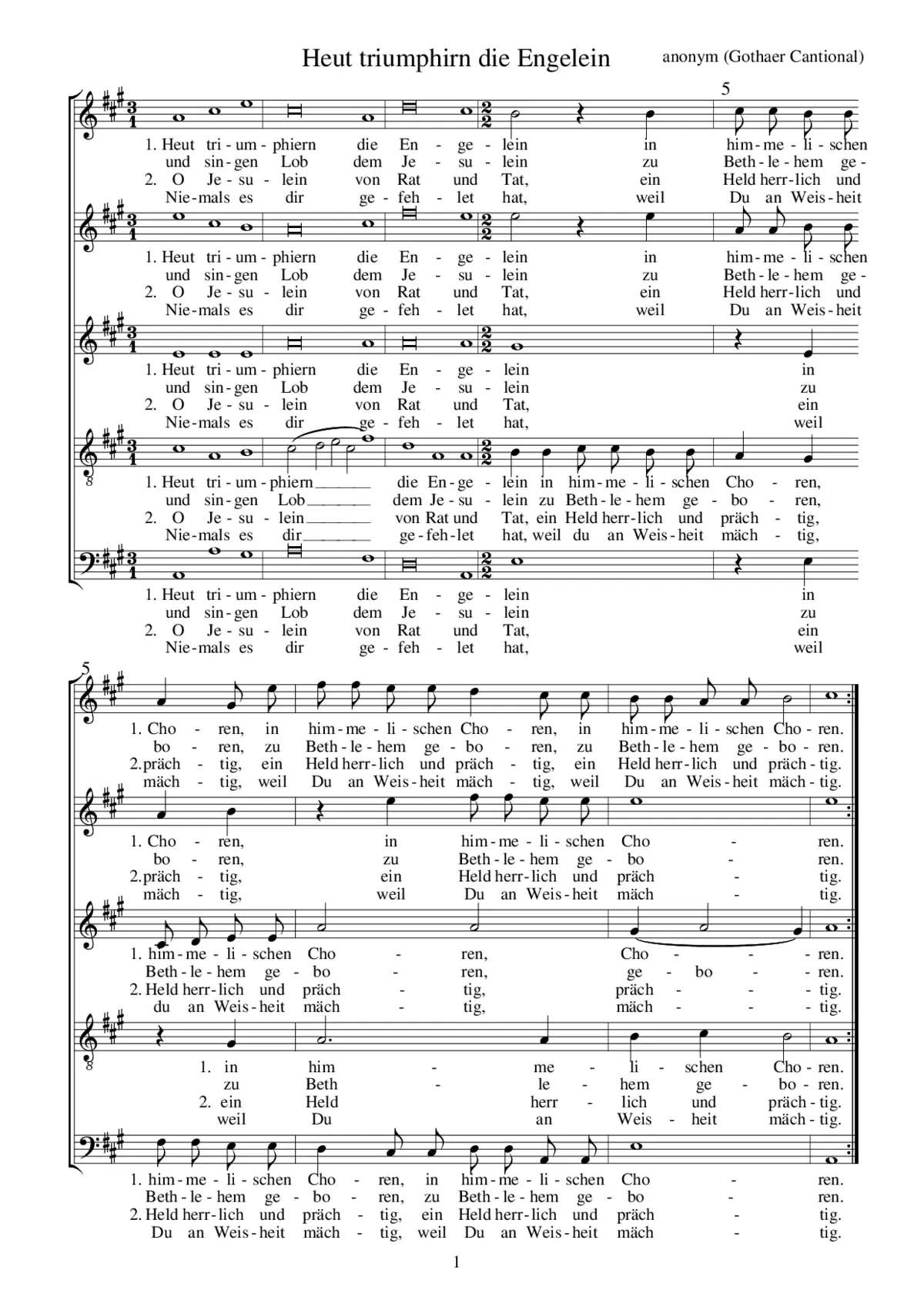 Heut triumphiern die Engelein - Page 1
