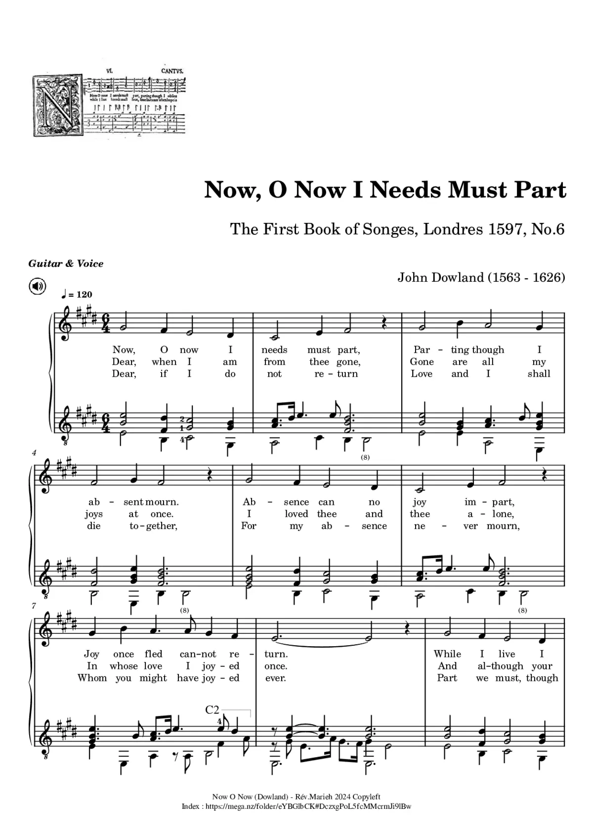 Now, oh now I needs must part - Page 1