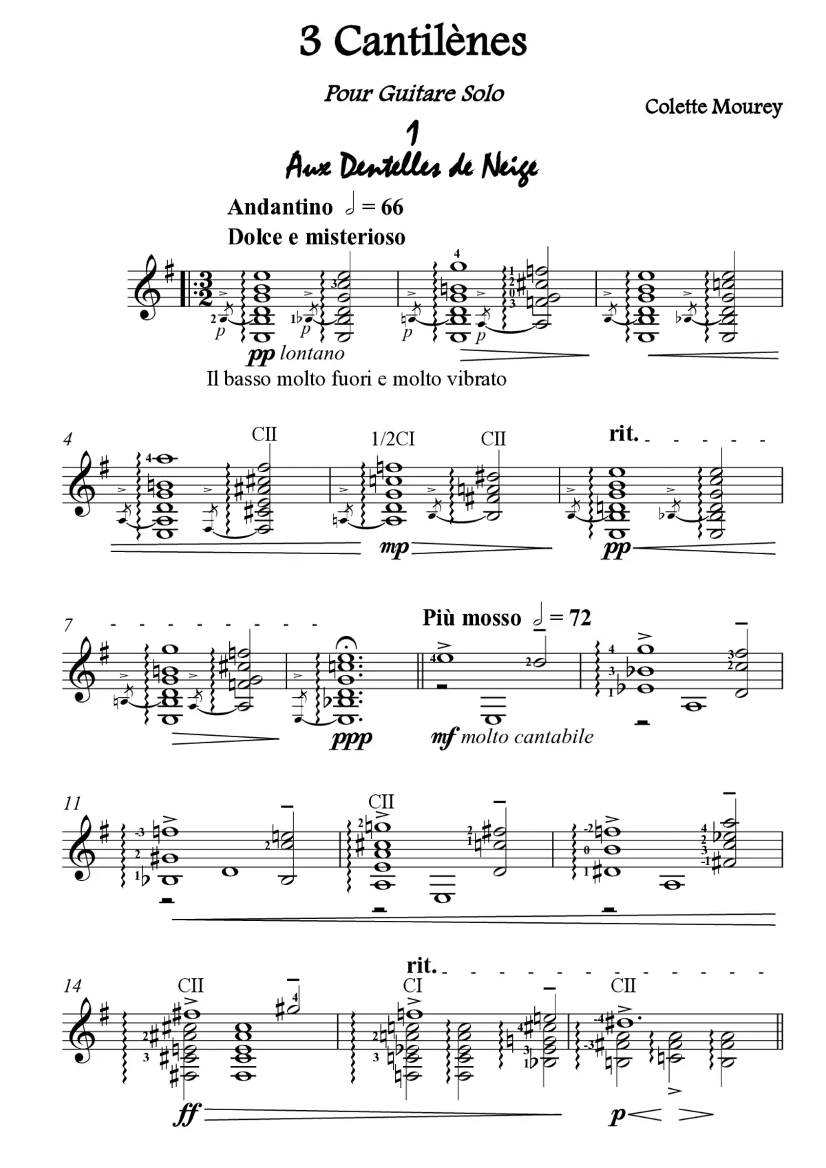 3 Cantilènes pour guitare solo - Page 1