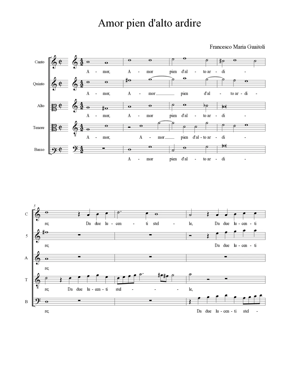 Amor pien d'alto ardire - Page 1