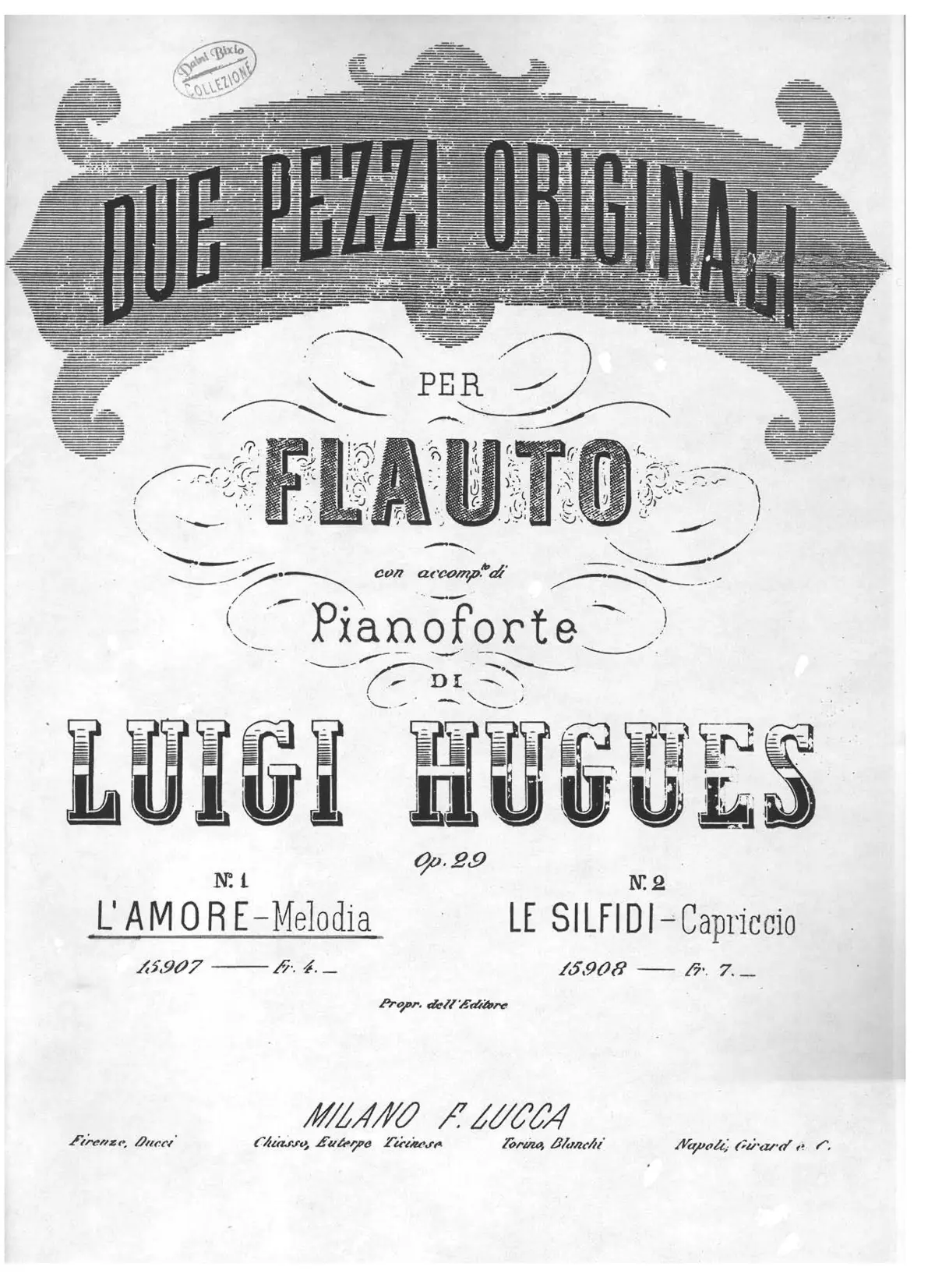 Due pezzi originali per Flauto con accomp.ti di Pianoforte - Page 1