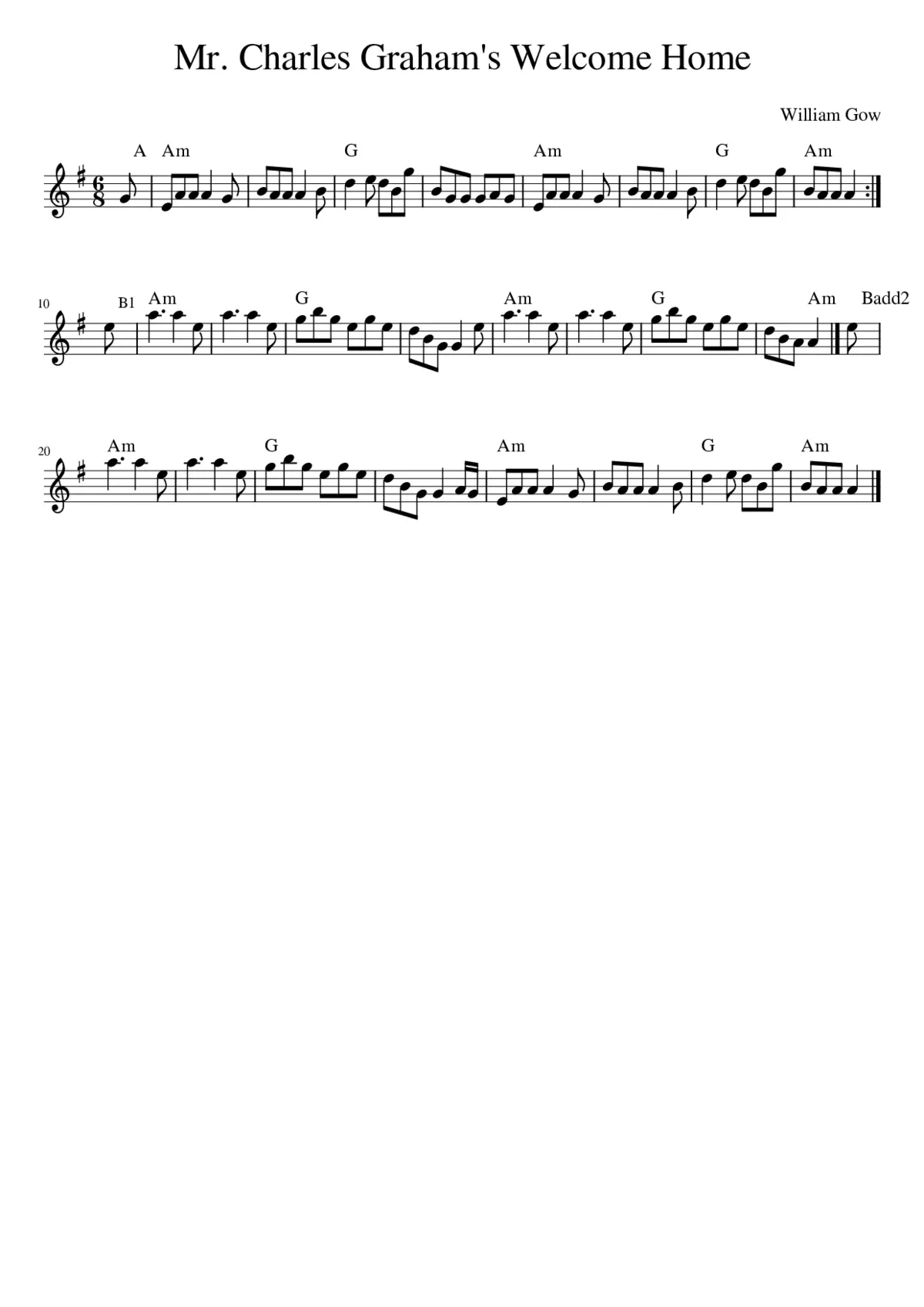 Mr. Charles Graham's Welcome Home - Page 1