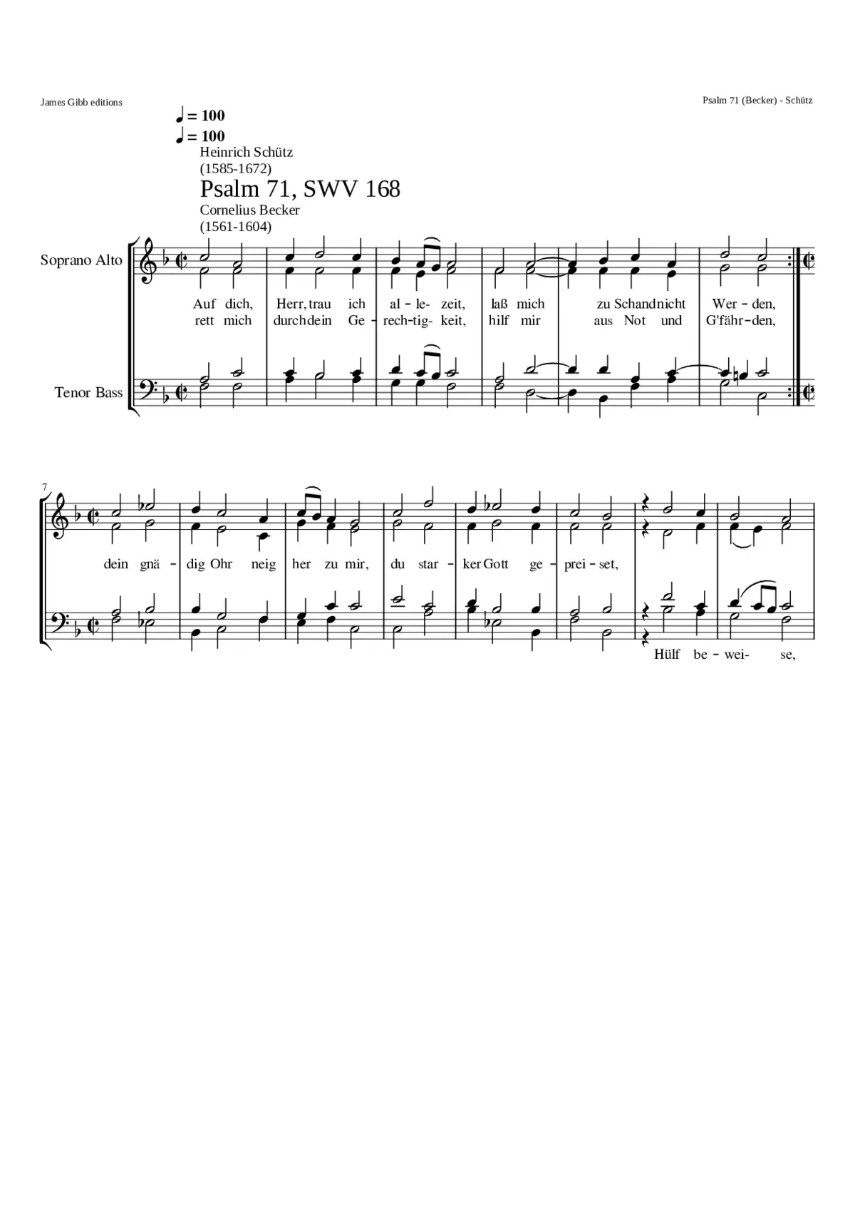 Auf dich Herr trau ich alle Zeit SWV 168 - Page 1