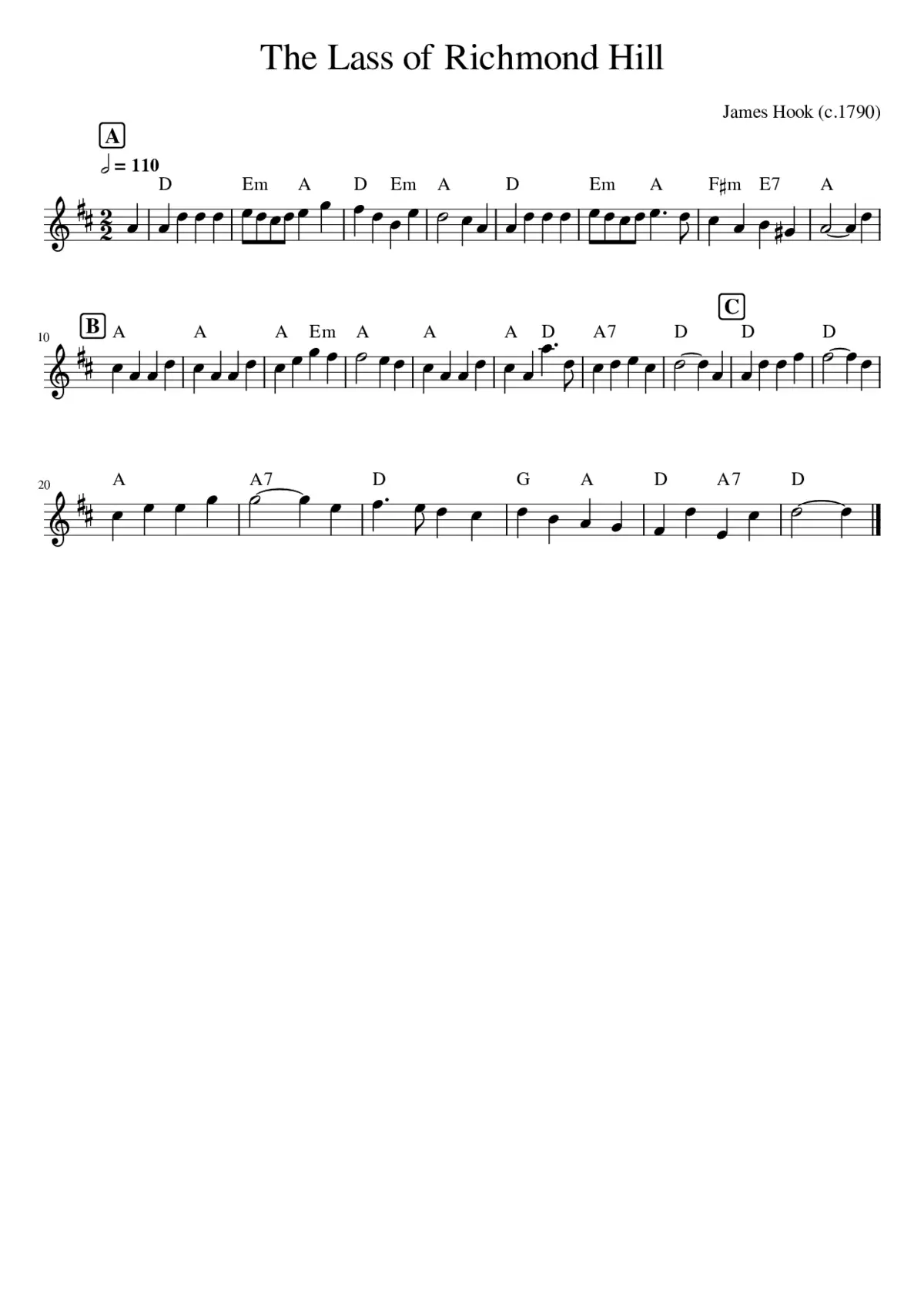 The Lass of Richmond Hill - Page 1