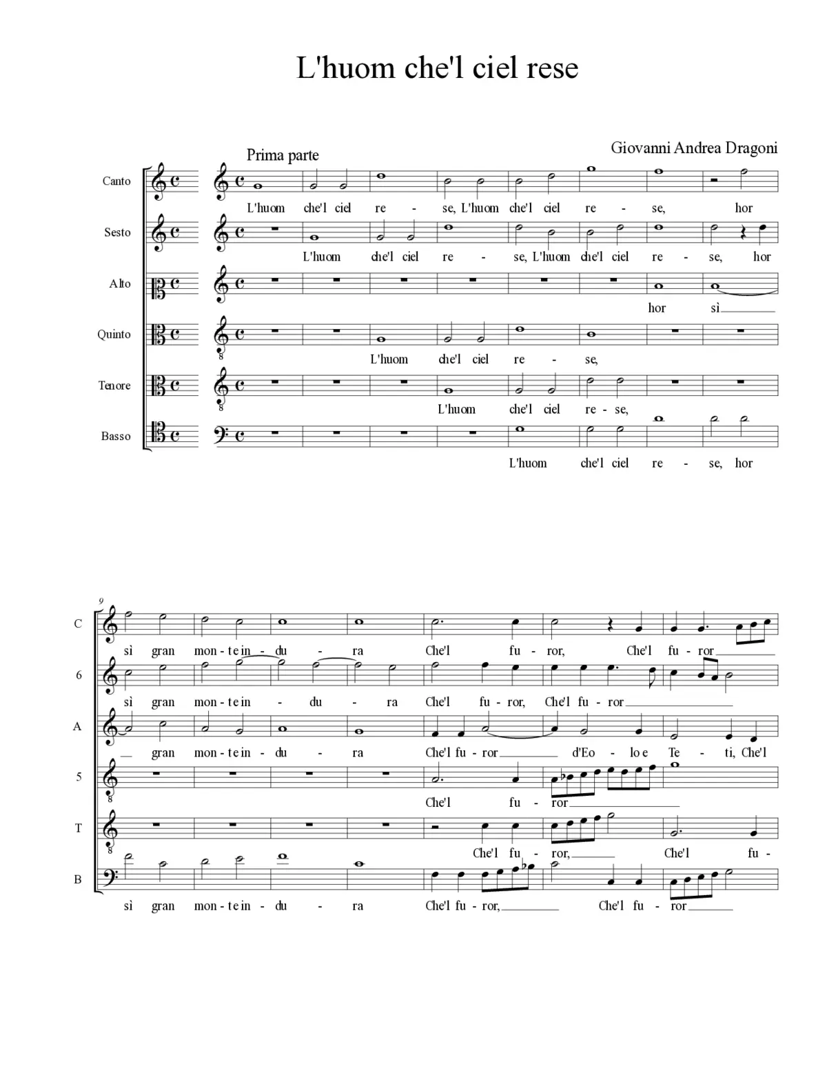 L'huom che'l ciel rese - Page 1