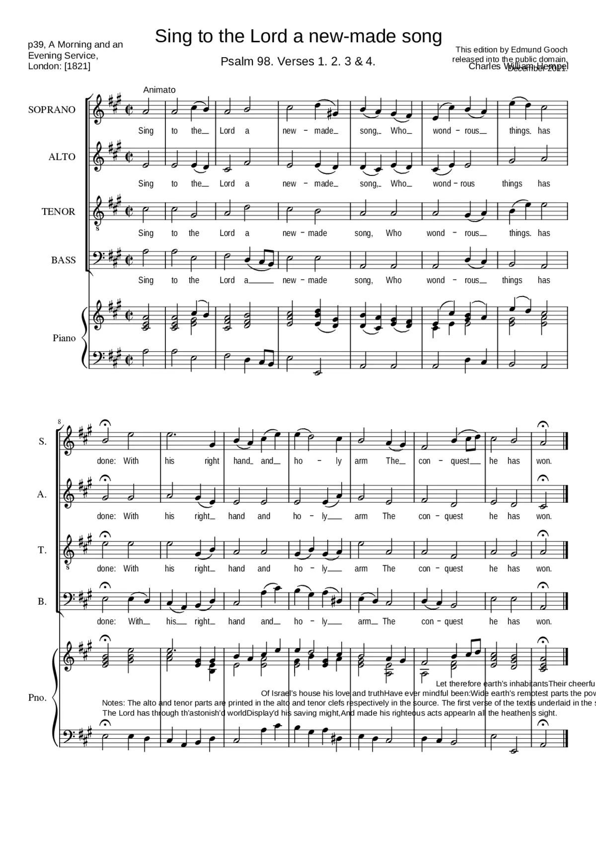 Sing to the Lord a new-made song - Page 1