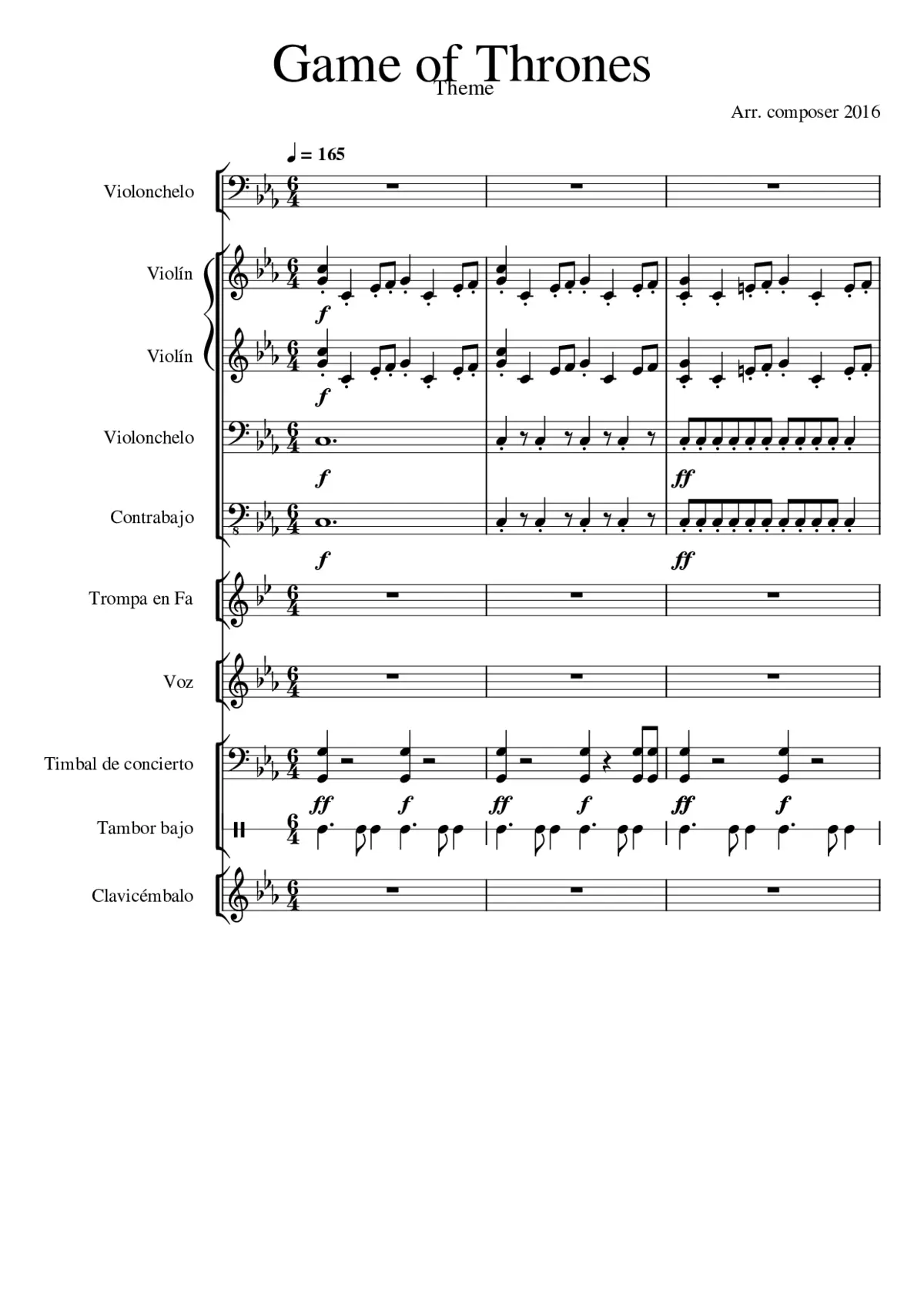 Game Of Thrones Theme - Page 1
