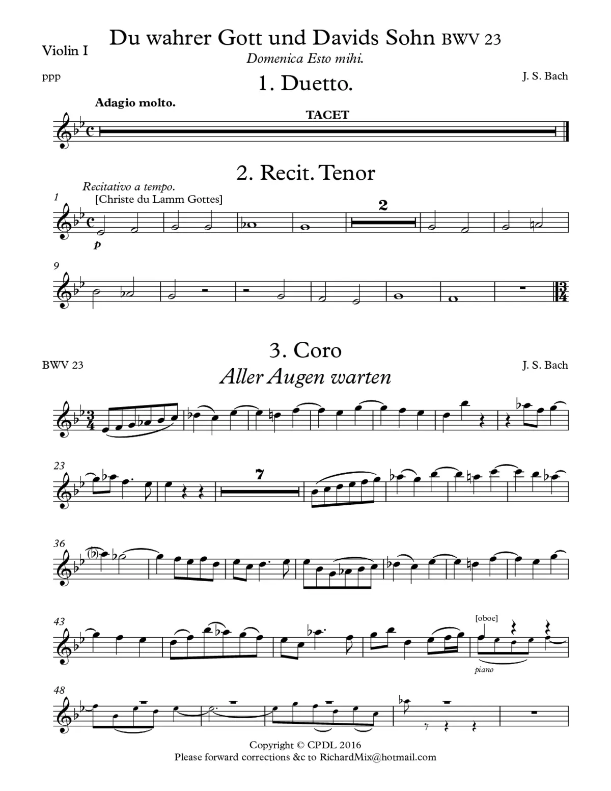 Du wahrer Gott und Davids Sohn, BWV 23 - Page 1