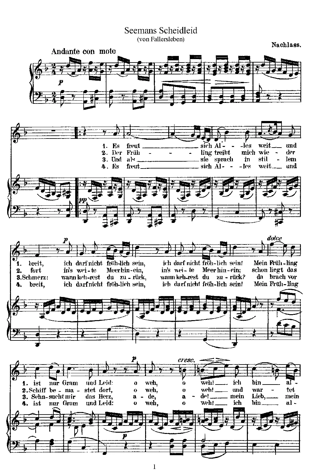 Song, Seemanns Scheidelied, WoO 20 - Page 1