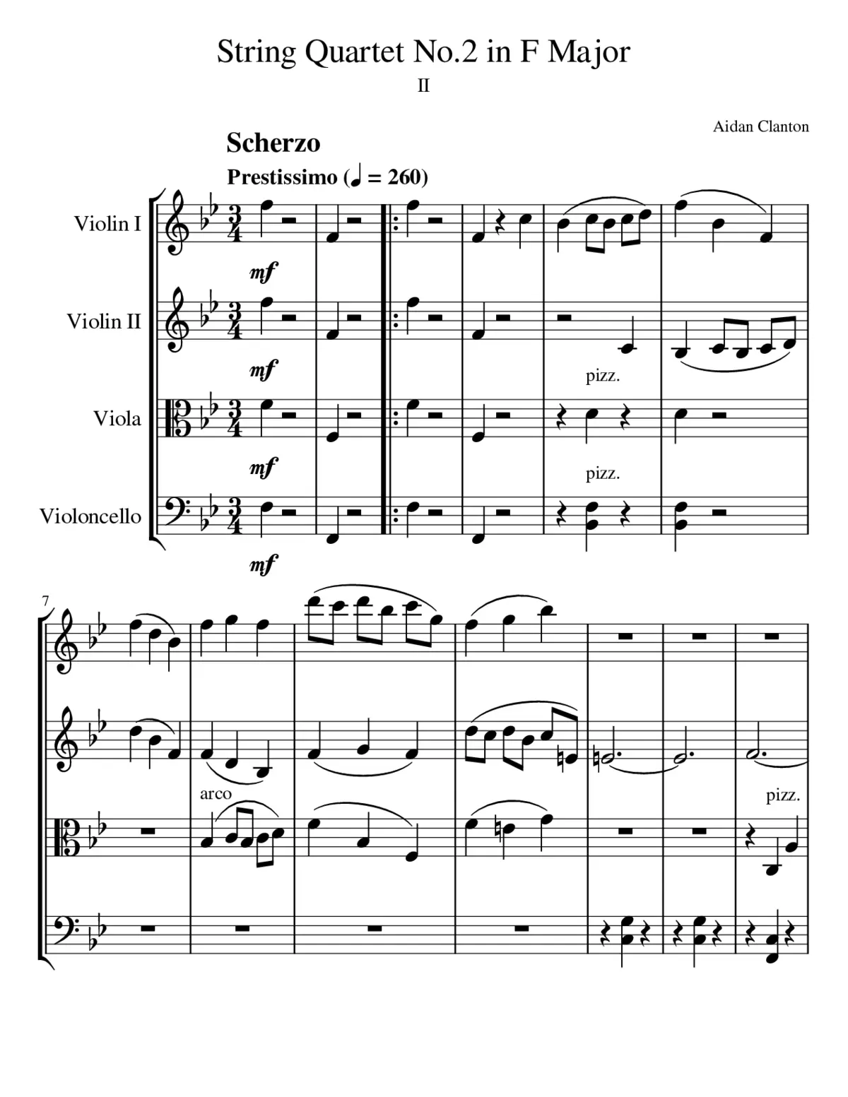 String Quartet No.2 in F Major; II-Allegro vivace-Adagio-Allegro vivace - Page 1
