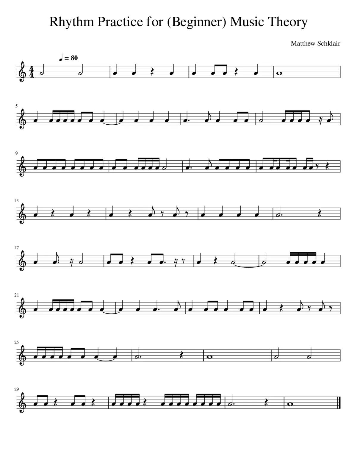 Rhythm Practice for Beginner Music Theory - Page 1