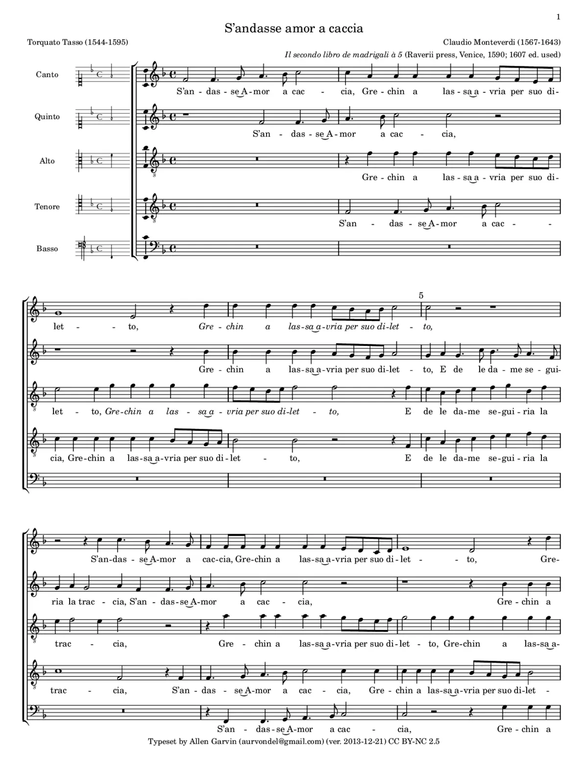 S’andasse amor a caccia - Page 1