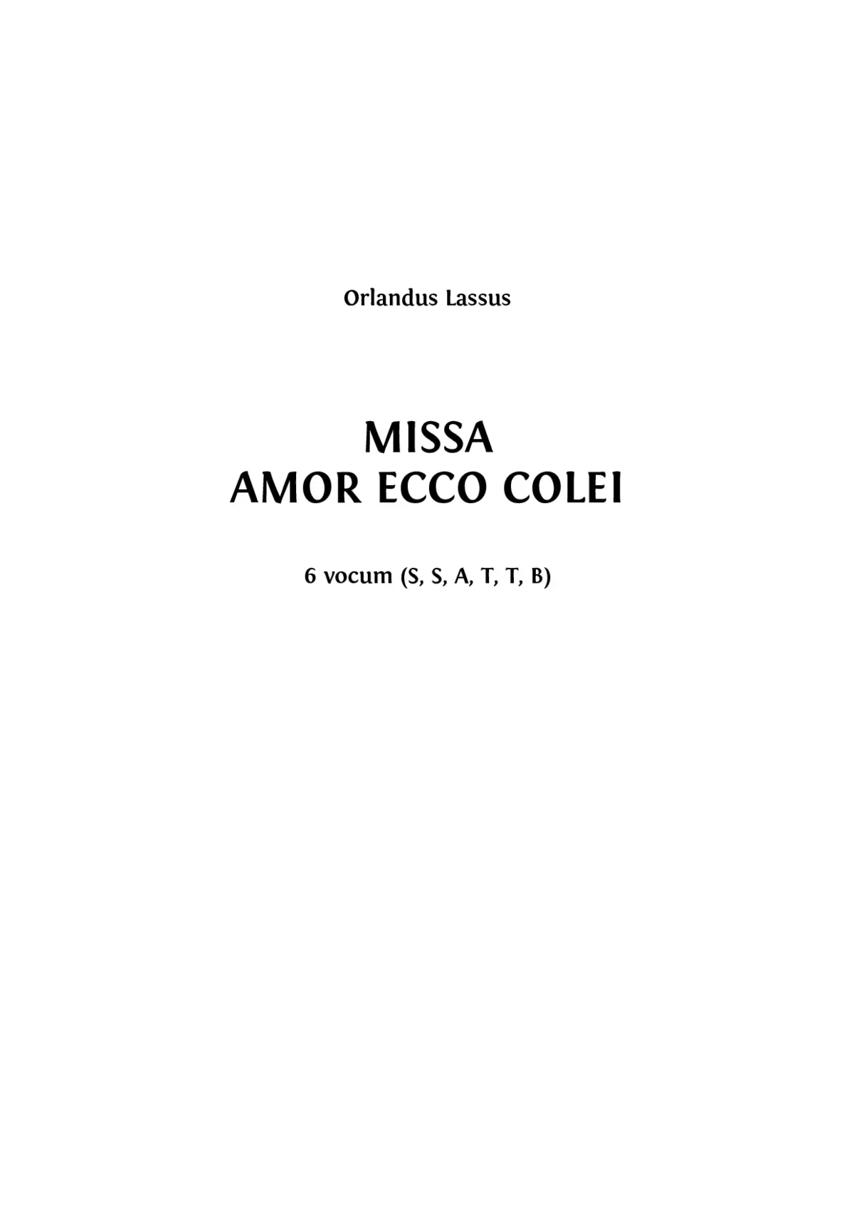 Missa Amor ecco colei - Page 1