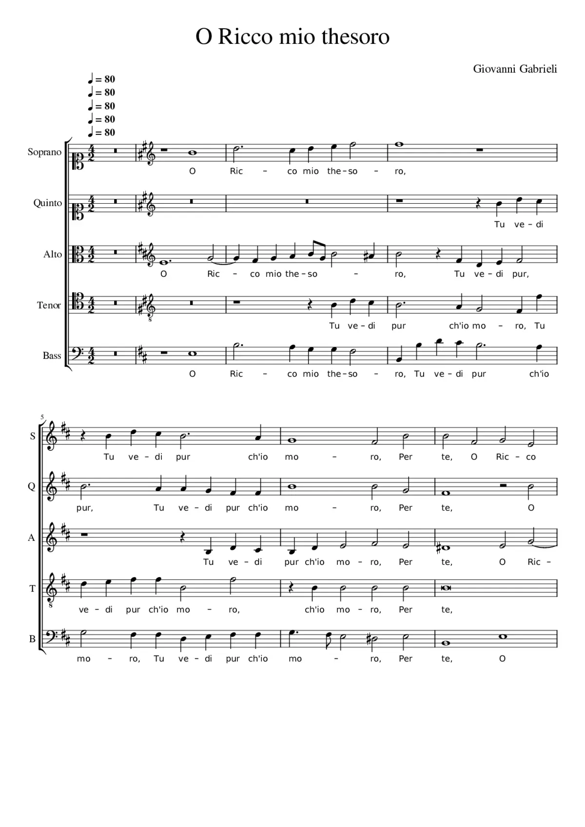 O Ricco mio thesoro - Page 1