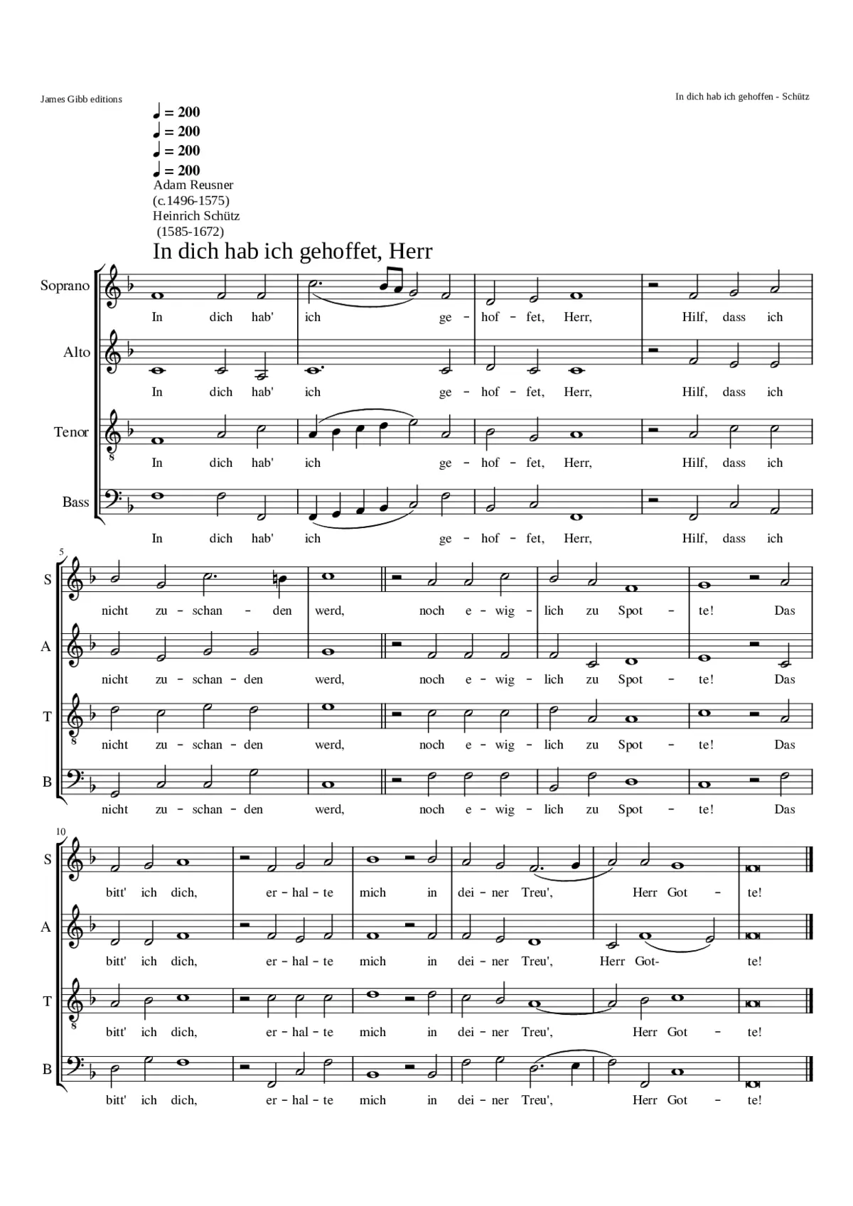 In dich hab ich gehoffet Herr SWV 446 - Page 1