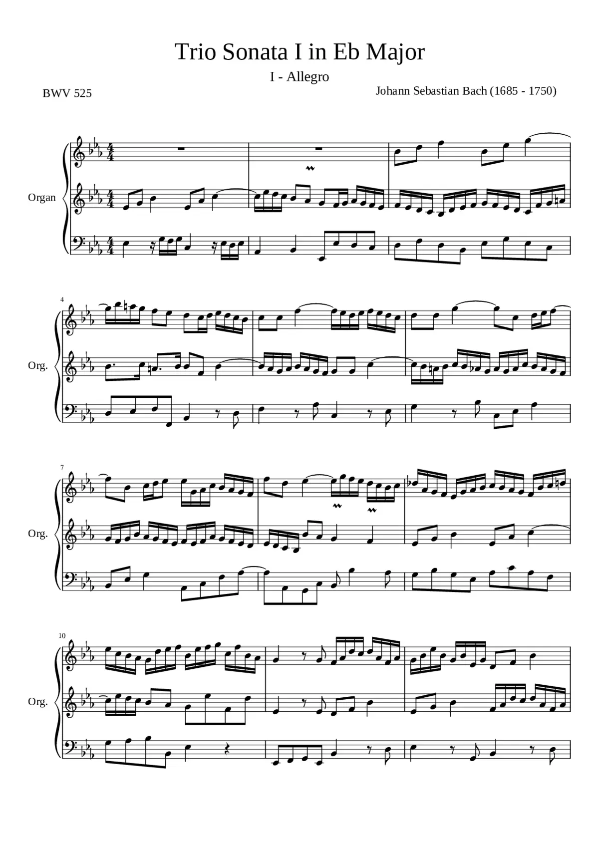 Organ Sonata No.1 in E-flat major BWV 525 - Page 1