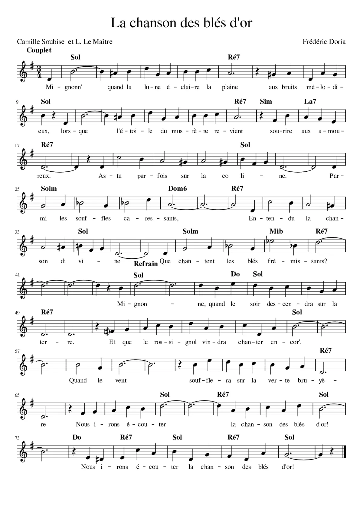 La chanson des blés d'or - Page 1