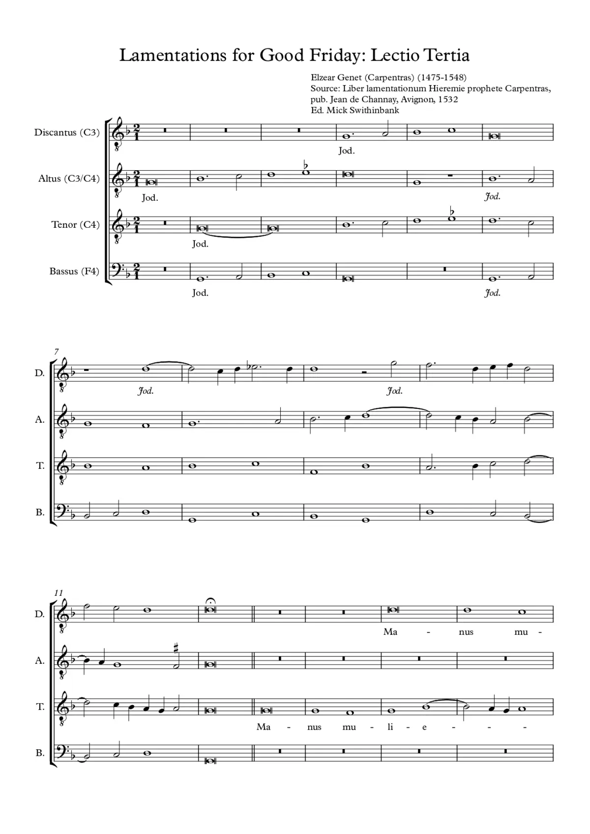 Lamentations for Good Friday, Lesson Three - Page 1