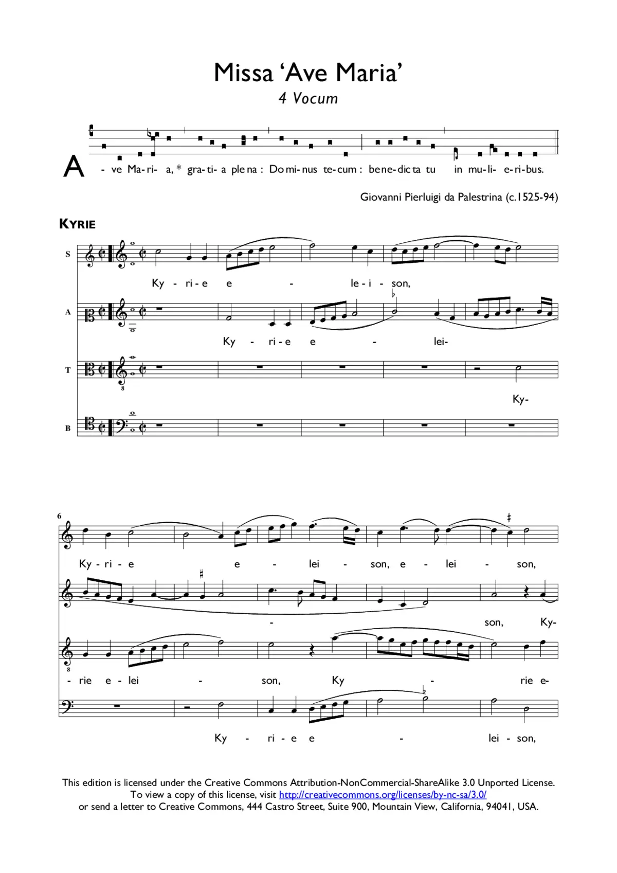 Missa Ave Maria a 4 - Page 1